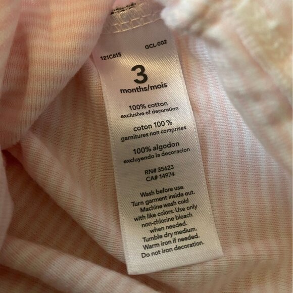 Baby Girl 3pc Bodysuit Bundle Size 3M Carters Pink Floral & Striped Patterns - Picture 5 of 11